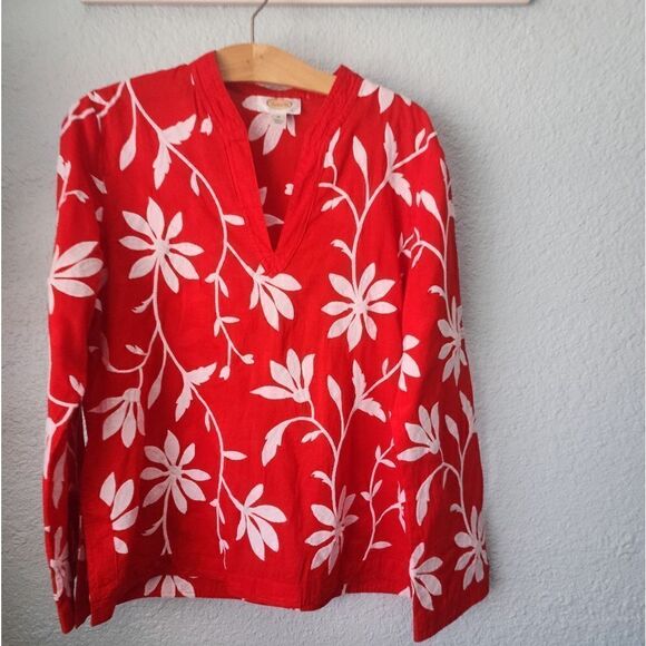 Talbots tunic full embroidery coastal summer resort tunic blouse - Picture 4 of 14